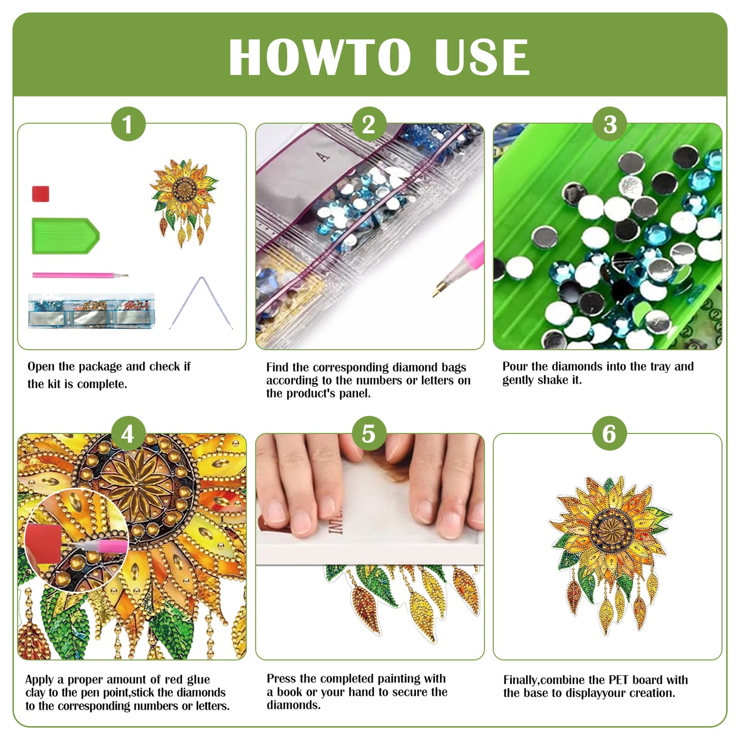 2D Flat DIY Sunflower Diamond Art Pendant Diamond Painting Set Home Wall Decor