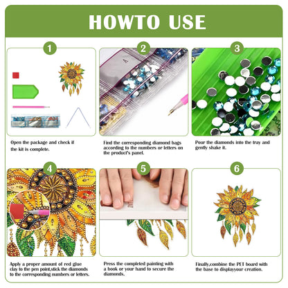 2D Flat DIY Sunflower Diamond Art Pendant Diamond Painting Set Home Wall Decor