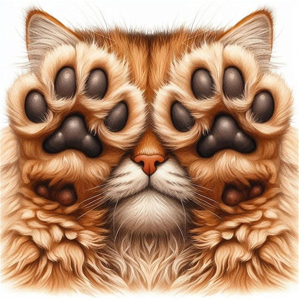 Face-Covering Kitten - 18CT Stamped Cross Stitch 25*25CM