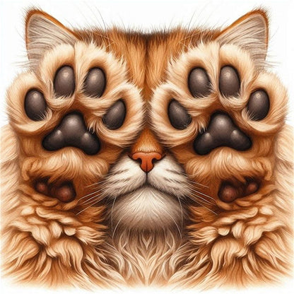 Face-Covering Kitten - 18CT Stamped Cross Stitch 25*25CM