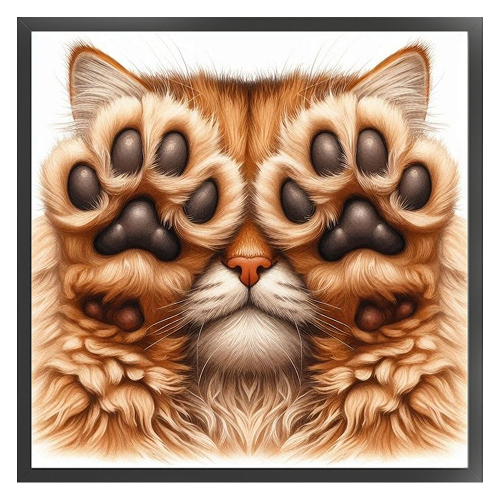Face-Covering Kitten - 18CT Stamped Cross Stitch 25*25CM