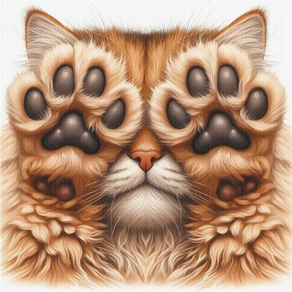 Face-Covering Kitten - 18CT Stamped Cross Stitch 25*25CM