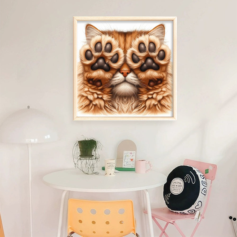 Face-Covering Kitten - 18CT Stamped Cross Stitch 25*25CM