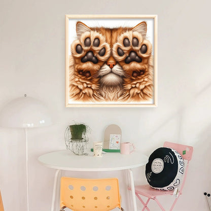 Face-Covering Kitten - 18CT Stamped Cross Stitch 25*25CM