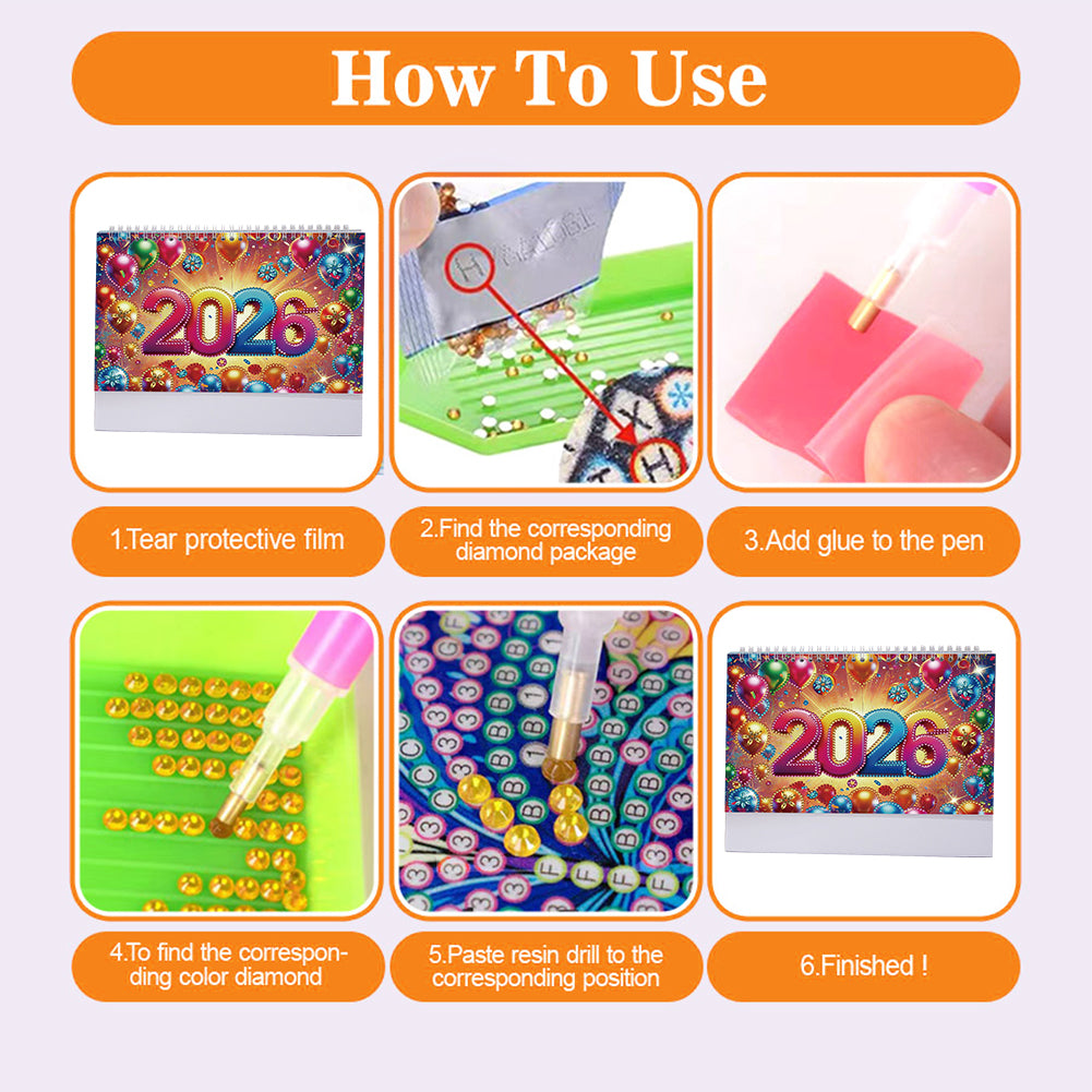 5D/DIY Calendar Diamond Painting Calendar Kit Diamond Art Paper Desk Calendar
