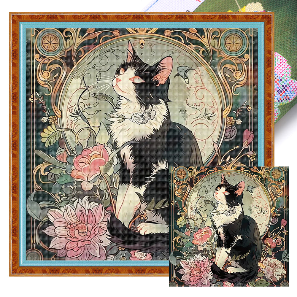 Black Cat - 11CT Stamped Cross Stitch 50*50CM