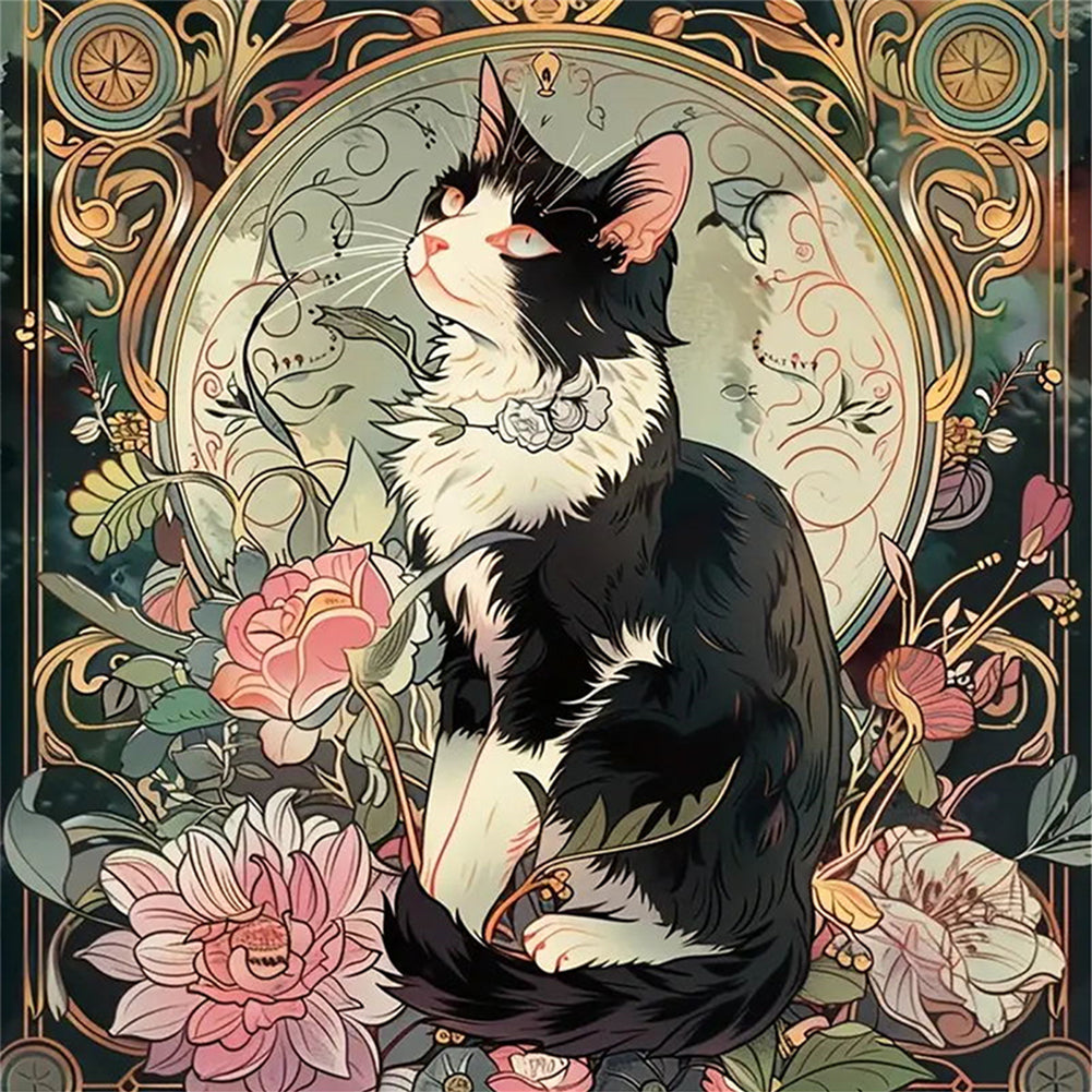 Black Cat - 11CT Stamped Cross Stitch 50*50CM