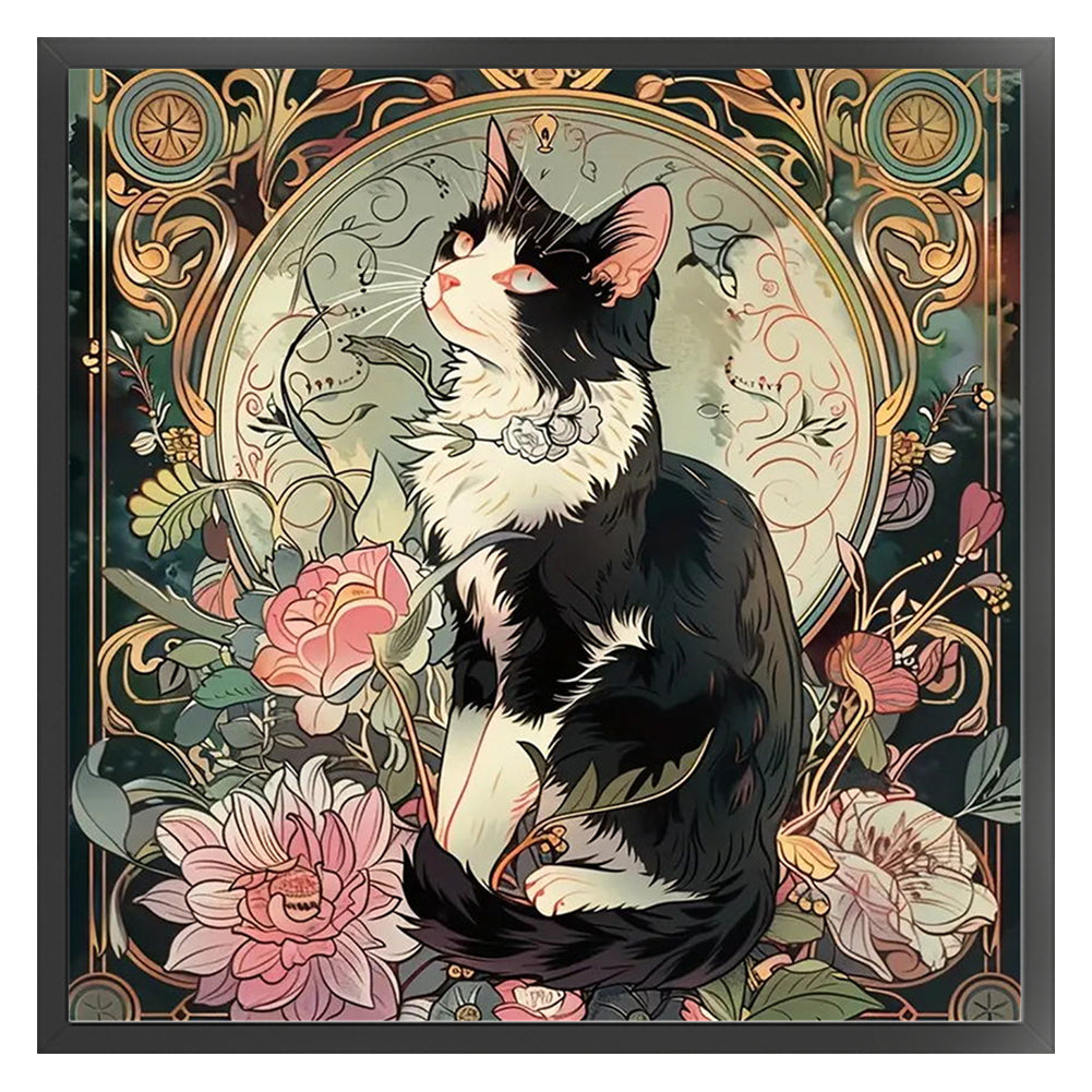 Black Cat - 11CT Stamped Cross Stitch 50*50CM
