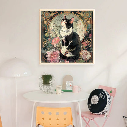 Black Cat - 11CT Stamped Cross Stitch 50*50CM