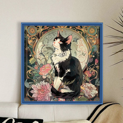 Black Cat - 11CT Stamped Cross Stitch 50*50CM
