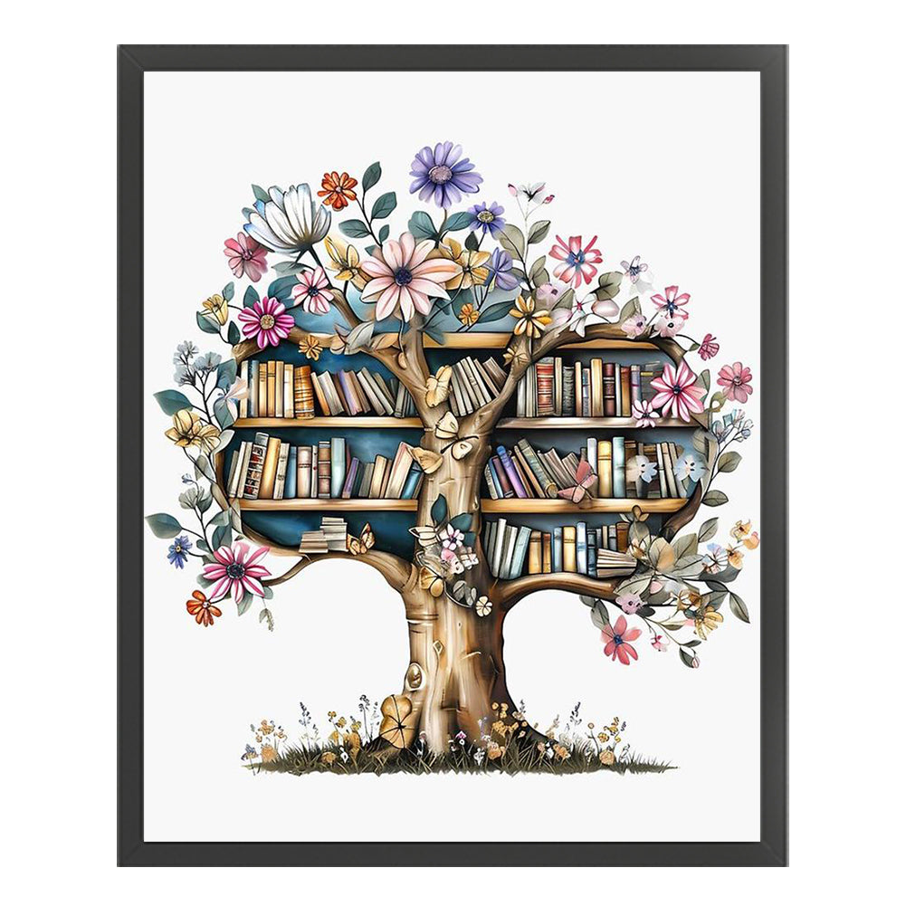 Bookshelf Tree - 11CT Stamped Cross Stitch 40*50CM