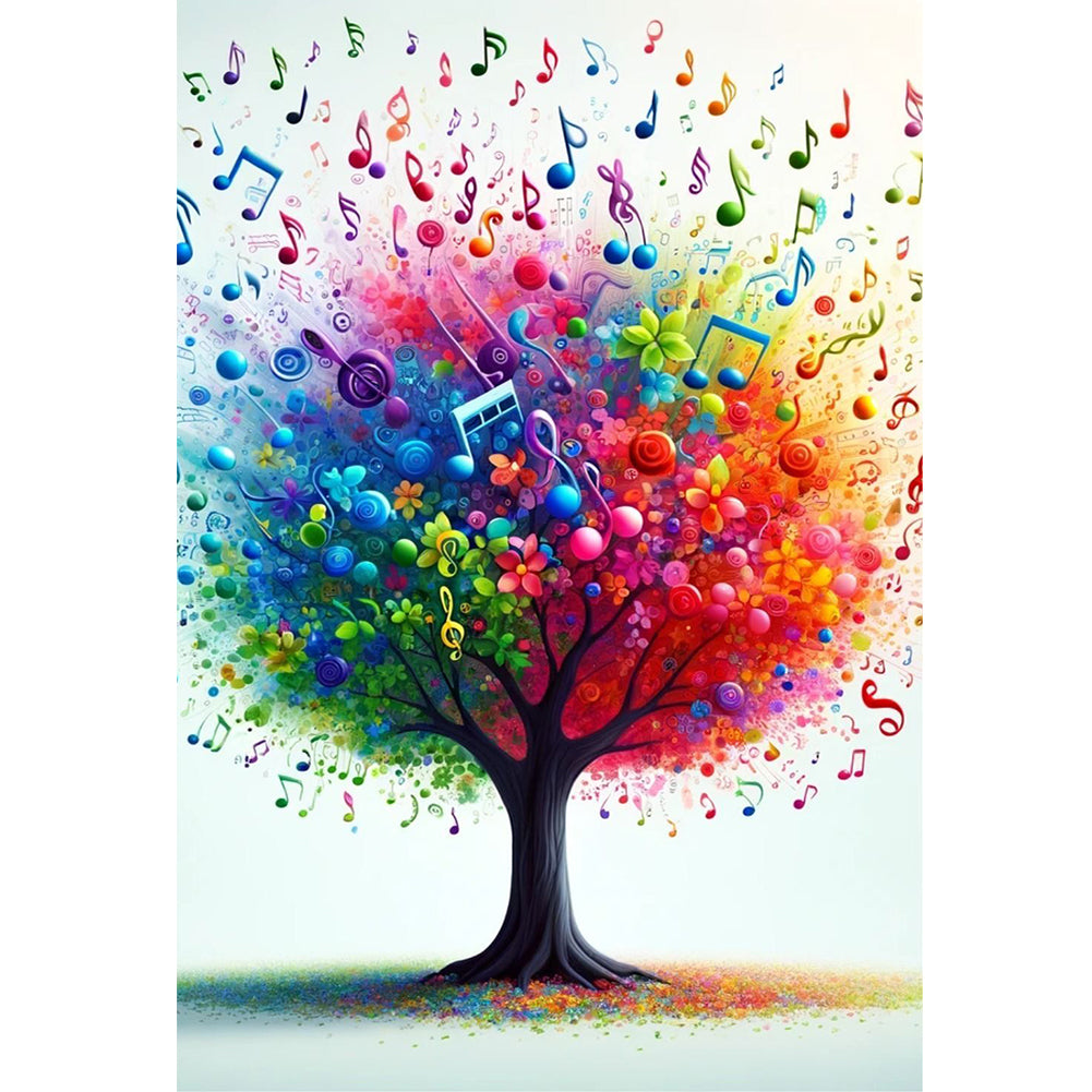 Colorful Musical Note Tree - 11CT Stamped Cross Stitch 40*60CM