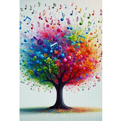 Colorful Musical Note Tree - 11CT Stamped Cross Stitch 40*60CM
