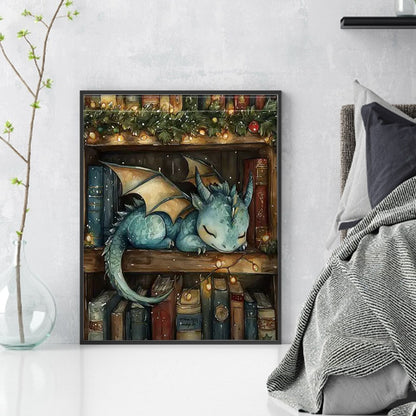 Books And Dragon - 11CT Stamped Cross Stitch 40*50CM
