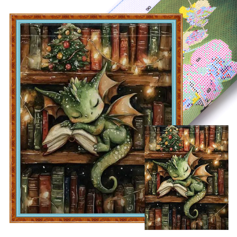 Books And Dragon - 11CT Stamped Cross Stitch 40*50CM