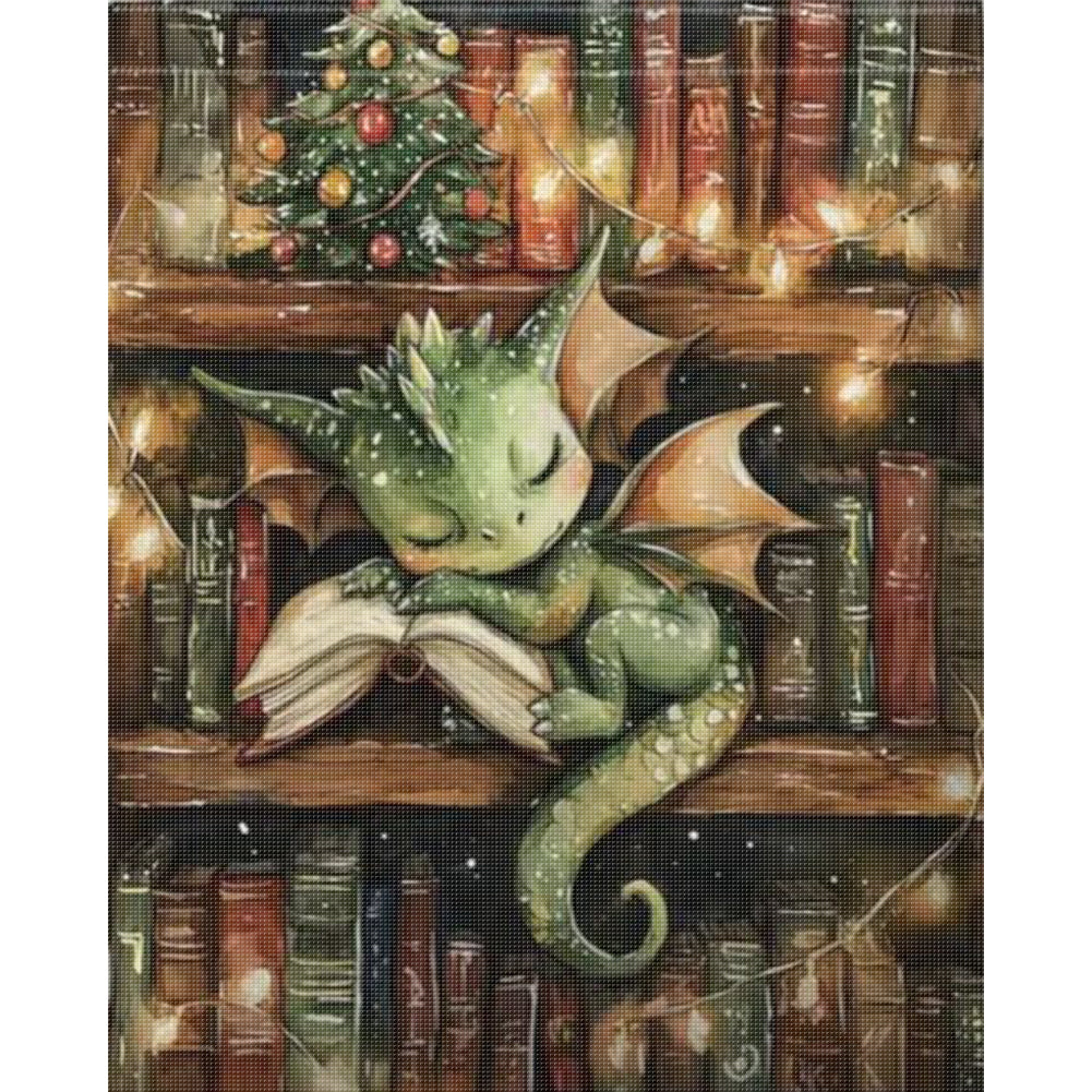 Books And Dragon - 11CT Stamped Cross Stitch 40*50CM
