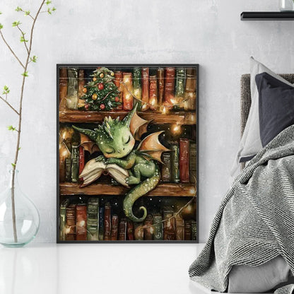 Books And Dragon - 11CT Stamped Cross Stitch 40*50CM