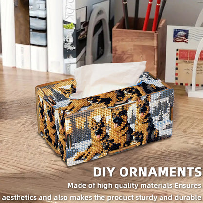Diamond Painting Tissue Box Kits Decorative Rhinestone Craft Kit (Winter Hound)