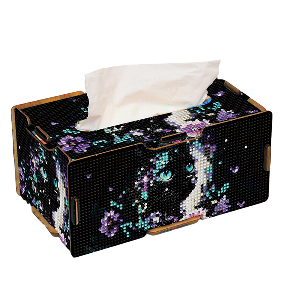 Diamond Painting Tissue Box Kits Decorative Rhinestone Craft Kit (Black Cat)