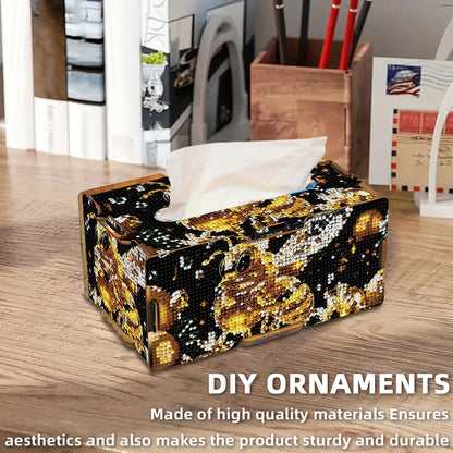 Diamond Painting Tissue Box Kits Decorative Rhinestone Craft Kit (Golden Bee)