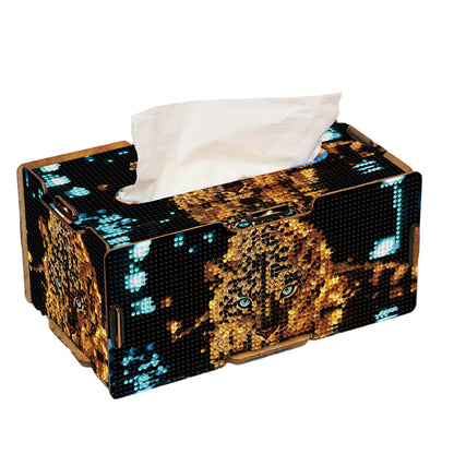 Diamond Painting Tissue Box Kits Rhinestone Craft Kit (Glowing Leopard)
