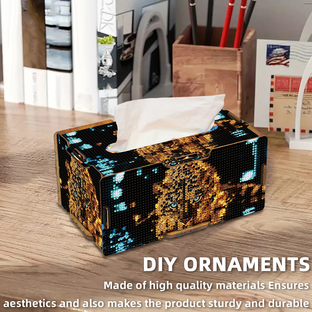 Diamond Painting Tissue Box Kits Rhinestone Craft Kit (Glowing Leopard)