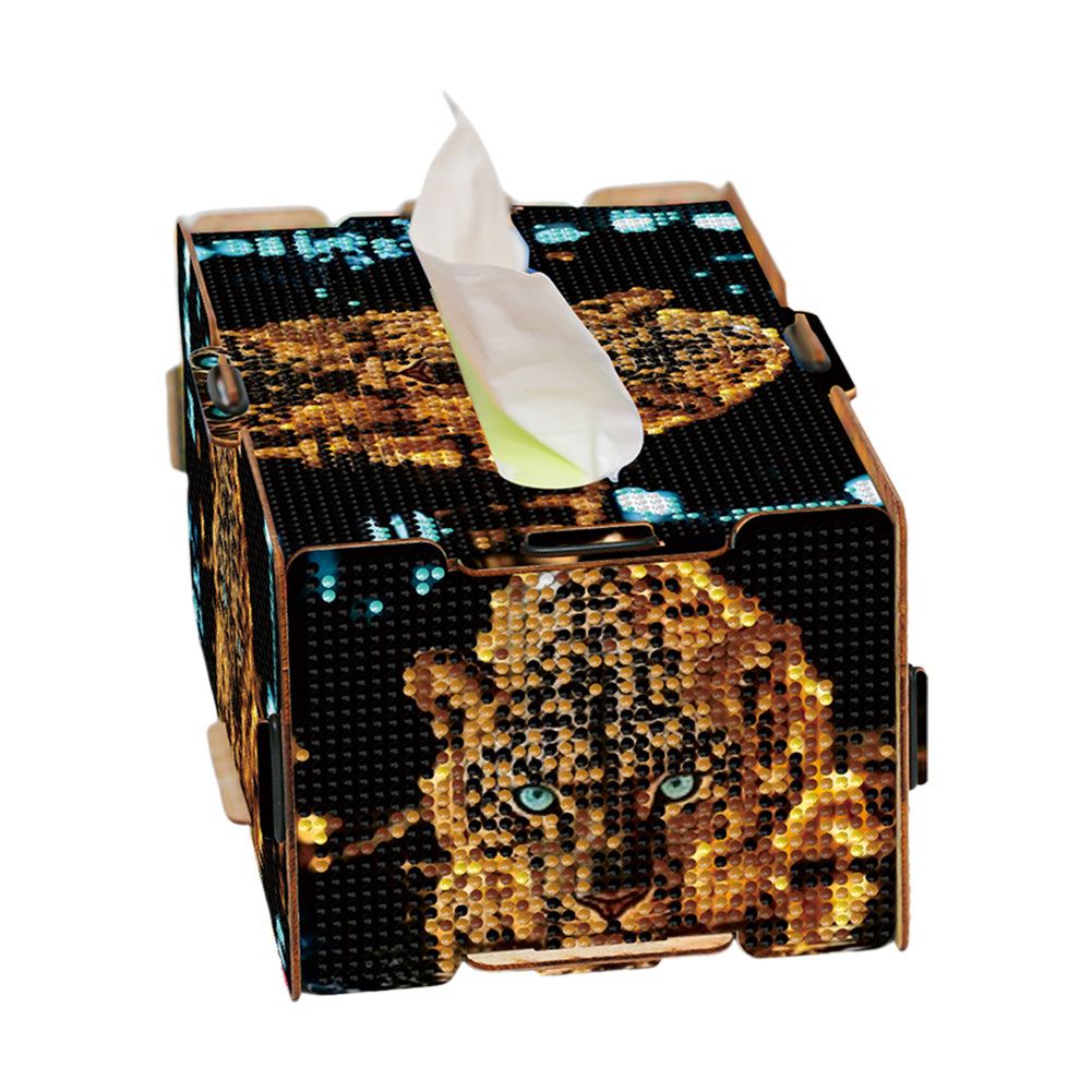 Diamond Painting Tissue Box Kits Rhinestone Craft Kit (Glowing Leopard)