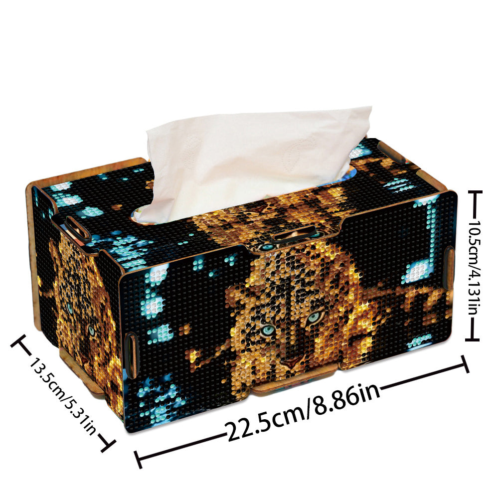 Diamond Painting Tissue Box Kits Rhinestone Craft Kit (Glowing Leopard)