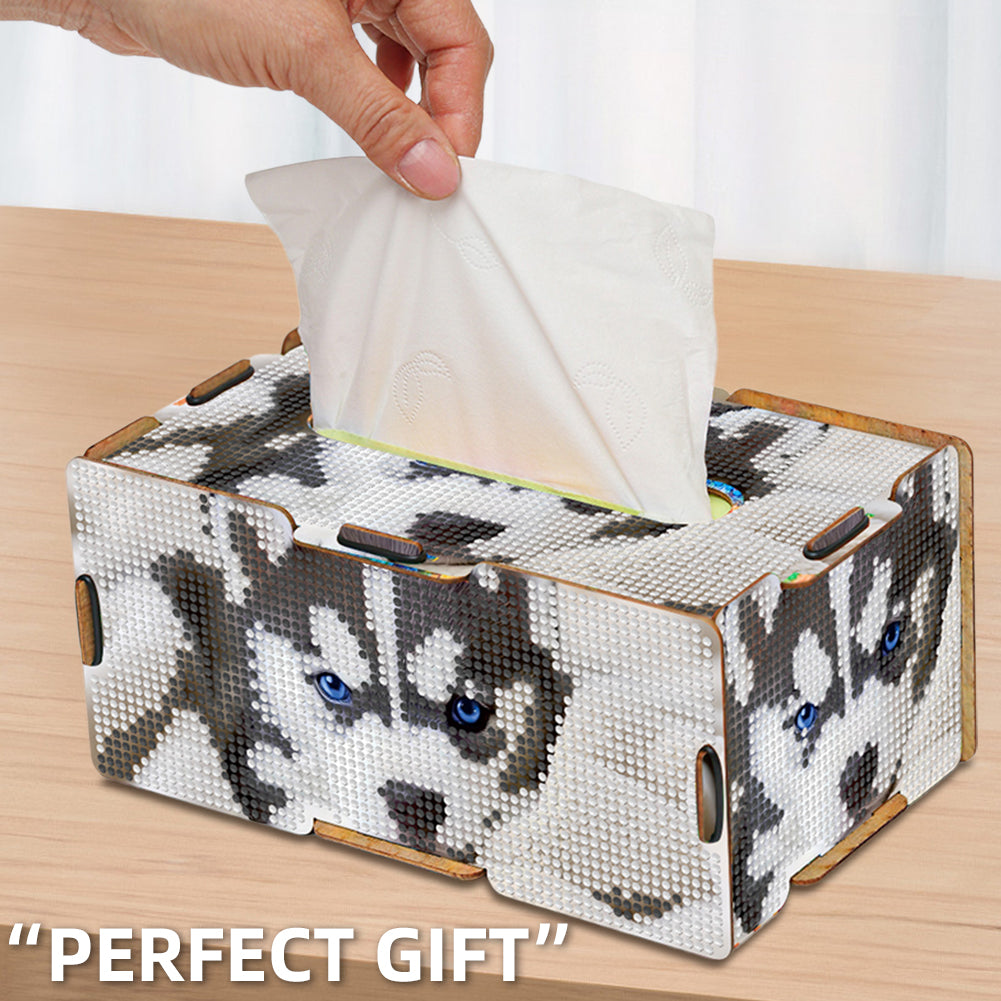 Diamond Painting Tissue Box Kits Decorative Rhinestone Craft Kit (Husky)