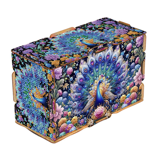 Diamond Painting Tissue Box Kits Decorative Rhinestone Craft Kit (Peacock)