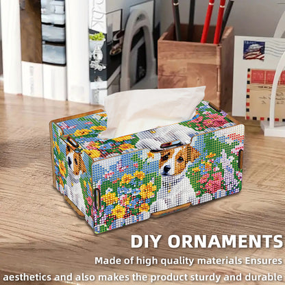 Diamond Painting Tissue Box Kits Decorative Rhinestone Craft Kit (Cute Puppy)