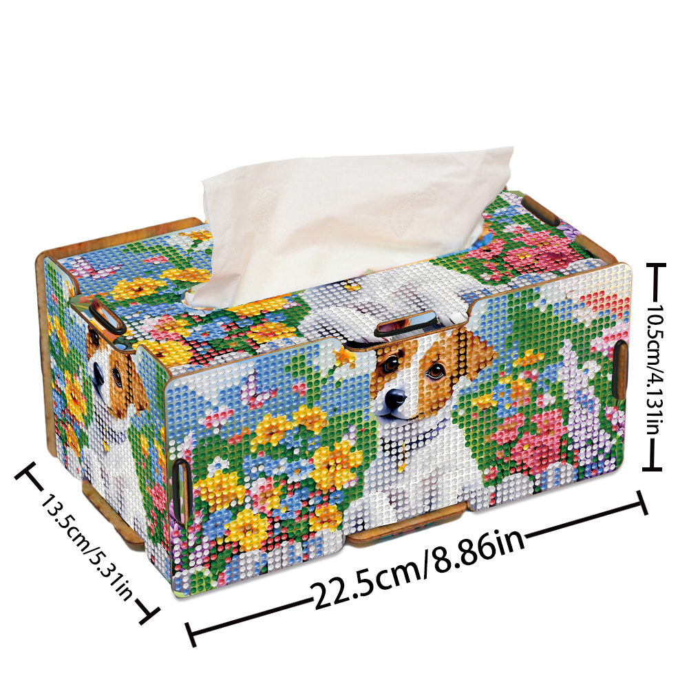 Diamond Painting Tissue Box Kits Decorative Rhinestone Craft Kit (Cute Puppy)