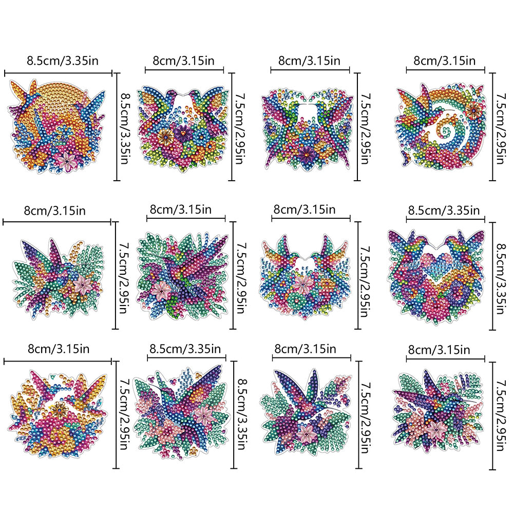 12Pcs Diamond Art Magnets Fridge Sticker Set for Adults Beginners (CN561 Bird)