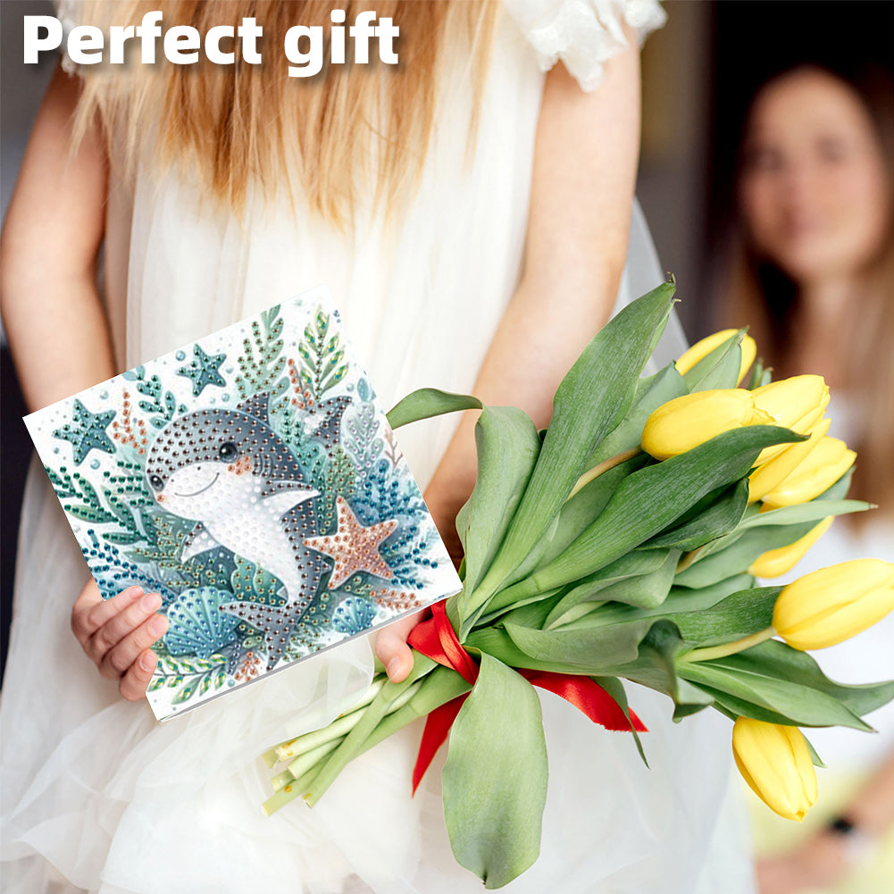 6PCS DIY Diamond Art Greeting Cards Ocean Theme Congratulations Cards & Gifts