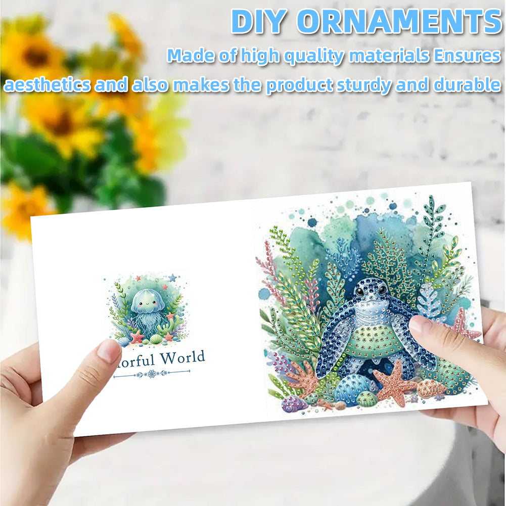 6PCS DIY Diamond Art Greeting Cards Ocean Theme Congratulations Cards & Gifts