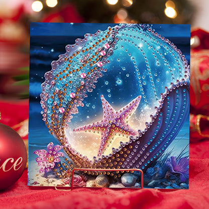 6PCS DIY Diamond Art Greeting Cards Ocean Seashell Congratulations Cards & Gifts