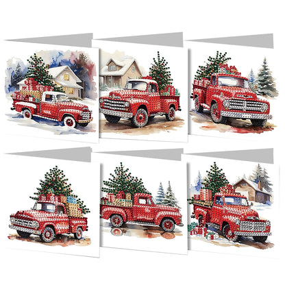 6PCS DIY Diamond Art Greeting Cards Christmas Car Congratulations Cards & Gifts