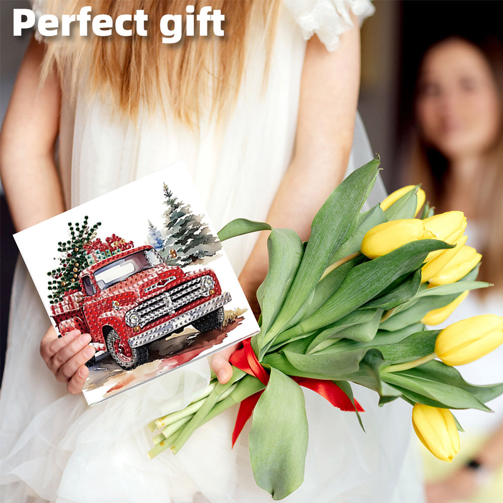 6PCS DIY Diamond Art Greeting Cards Christmas Car Congratulations Cards & Gifts