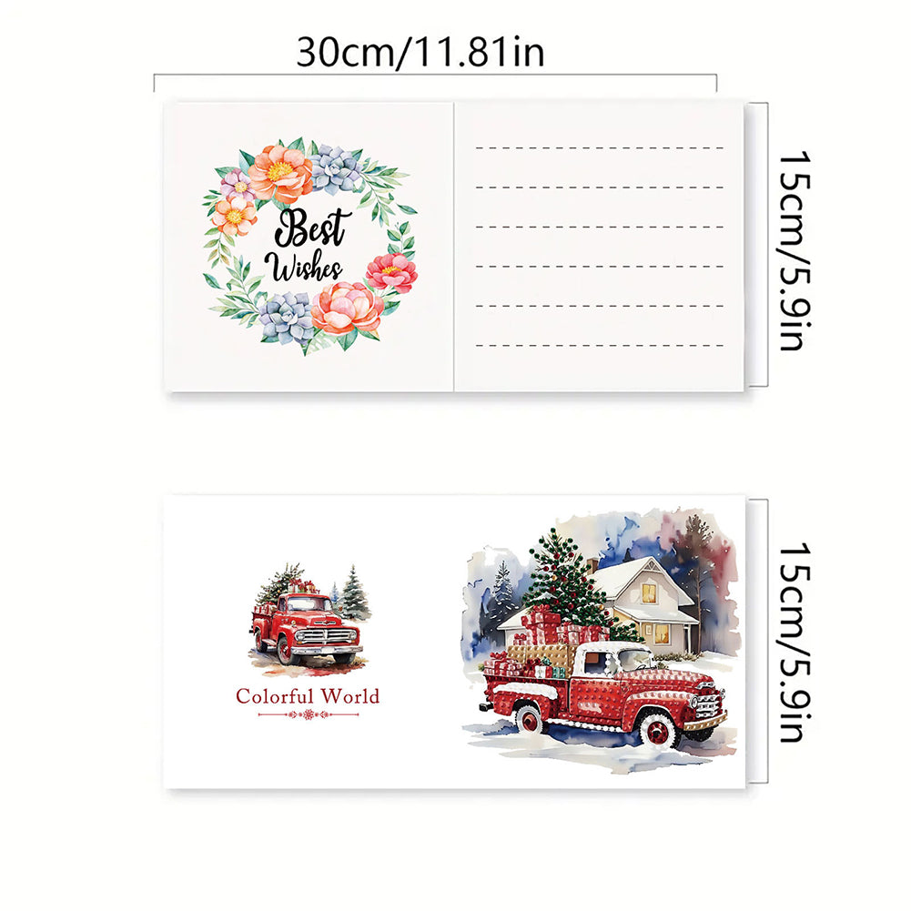 6PCS DIY Diamond Art Greeting Cards Christmas Car Congratulations Cards & Gifts
