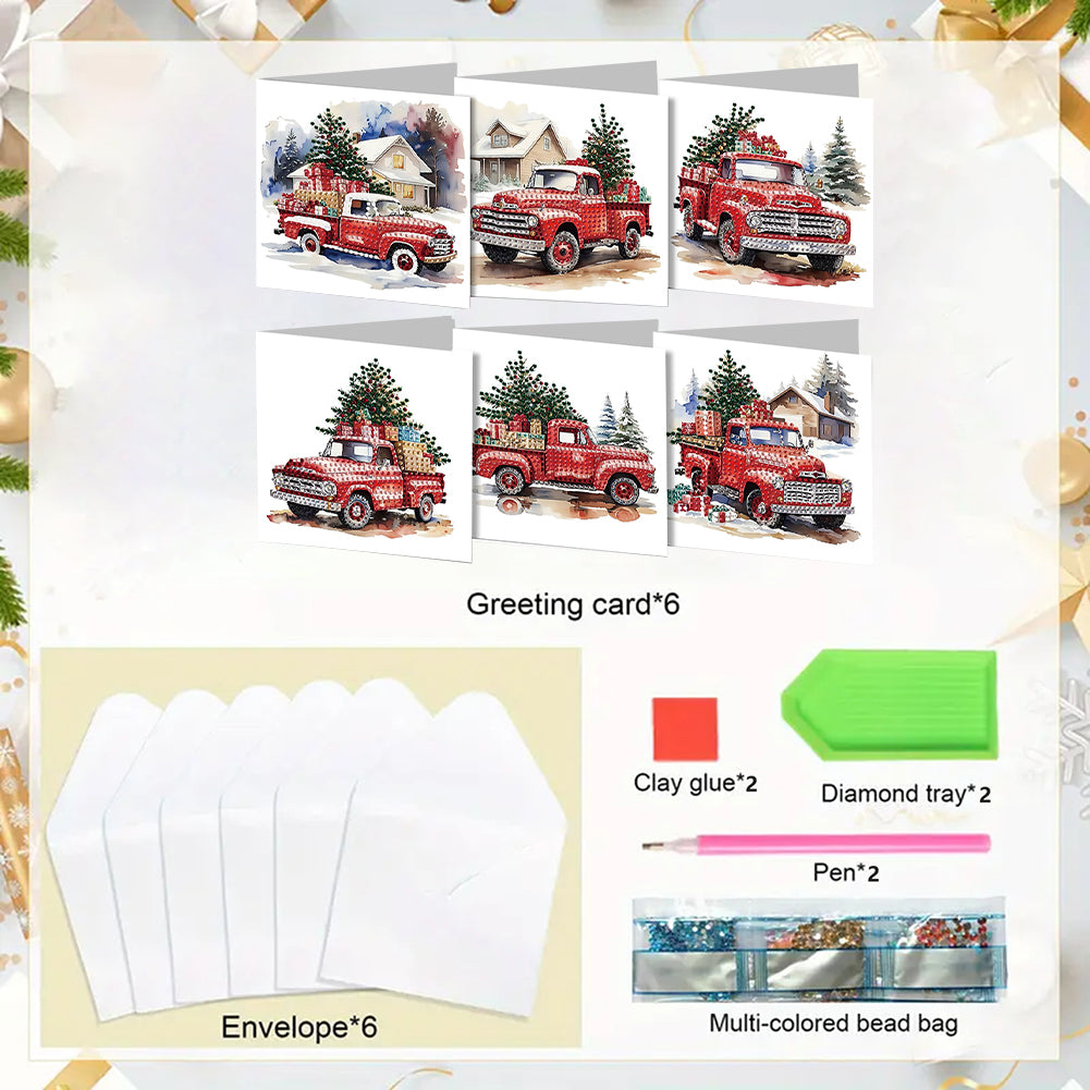 6PCS DIY Diamond Art Greeting Cards Christmas Car Congratulations Cards & Gifts