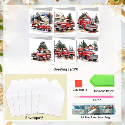 6PCS DIY Diamond Art Greeting Cards Christmas Car Congratulations Cards & Gifts