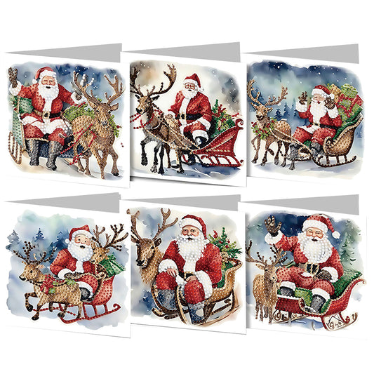 6PCS DIY Diamond Art Greeting Cards Santa Claus Congratulations Cards & Gifts Christmas