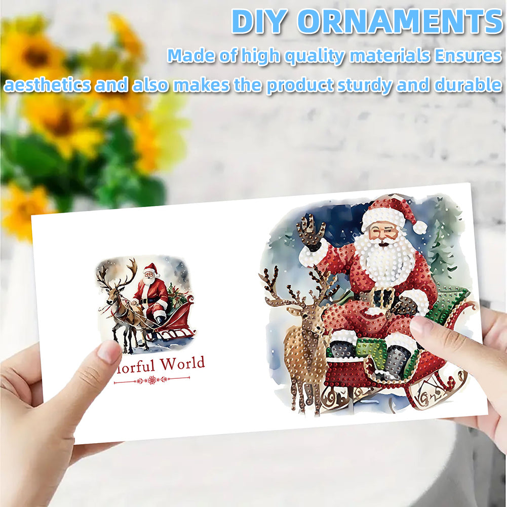 6PCS DIY Diamond Art Greeting Cards Santa Claus Congratulations Cards Gifts