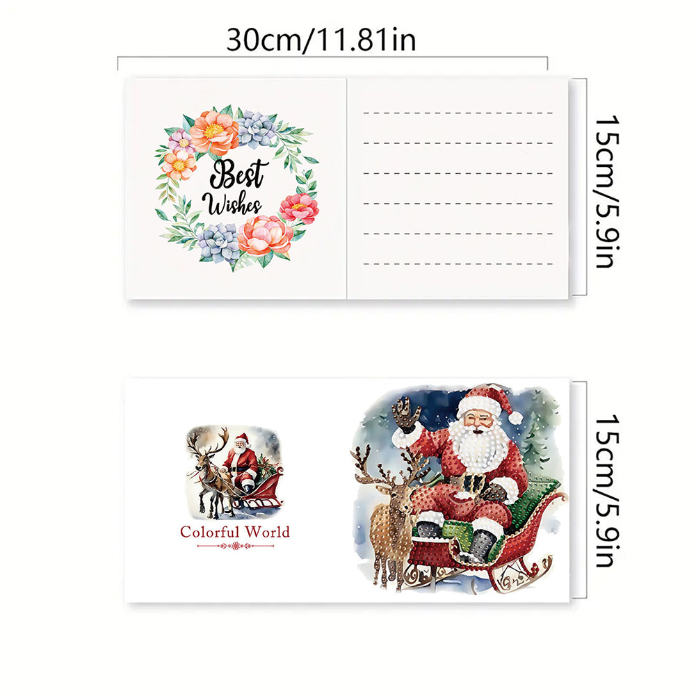 6PCS DIY Diamond Art Greeting Cards Santa Claus Congratulations Cards & Gifts Christmas