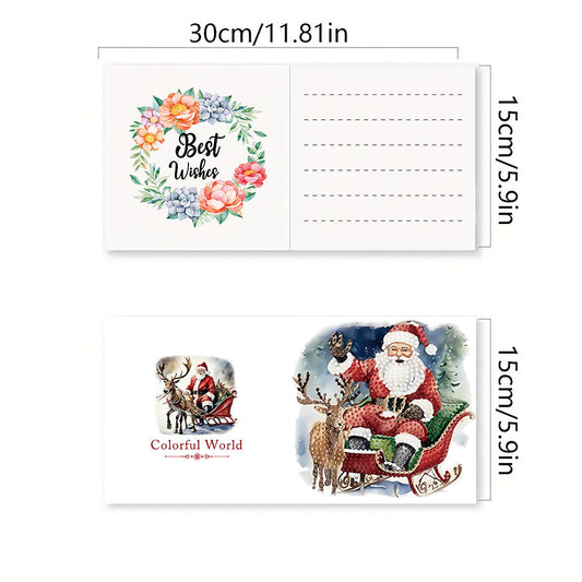 6PCS DIY Diamond Art Greeting Cards Santa Claus Congratulations Cards & Gifts Christmas