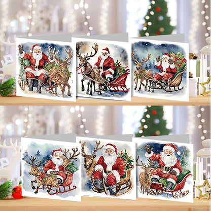 6PCS DIY Diamond Art Greeting Cards Santa Claus Congratulations Cards & Gifts Christmas
