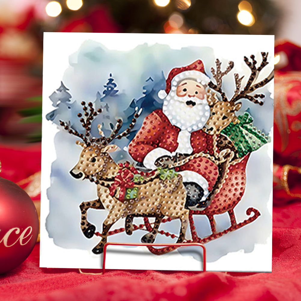 6PCS DIY Diamond Art Greeting Cards Santa Claus Congratulations Cards Gifts