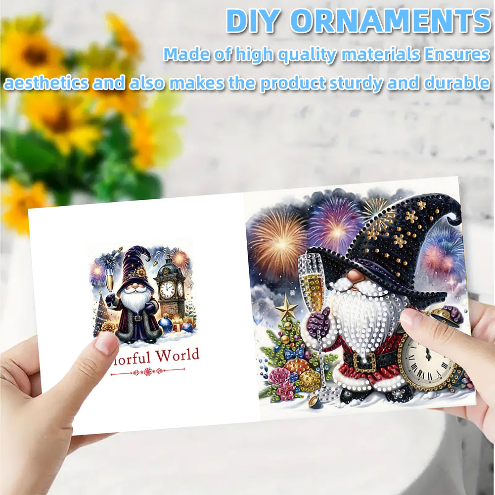 6PCS DIY Diamond Art Greeting Cards New Year Gnome Congratulations Cards & Gifts