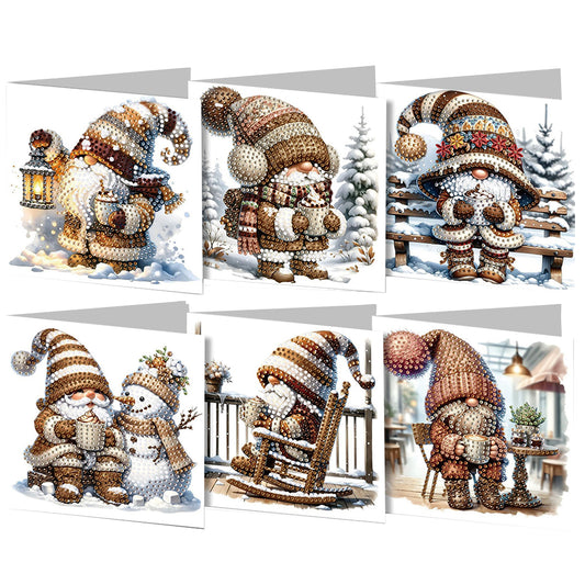 6PCS DIY Diamond Art Greeting Cards Winter Gnome Congratulations Cards & Gifts