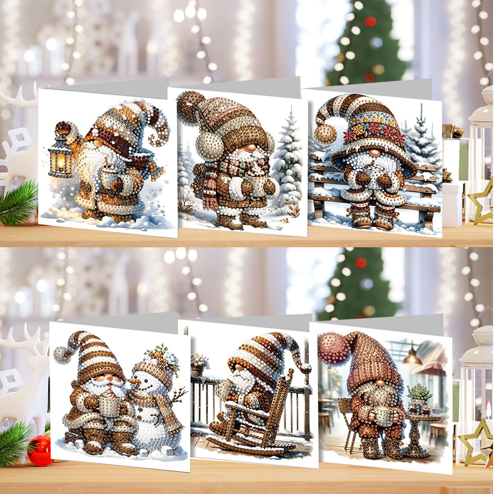 6PCS DIY Diamond Art Greeting Cards Winter Gnome Congratulations Cards & Gifts